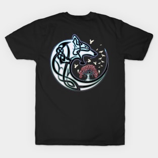 Awesome celtic wolf with tree T-Shirt